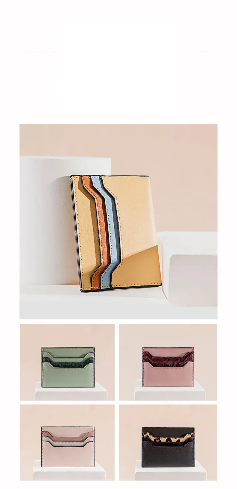 Cute Women Leather Card Holder Contrast Color Card Wallet Card Holder Credit Card Holder For Women