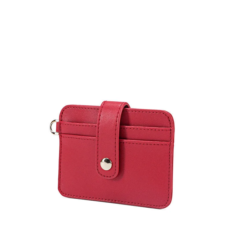 Cute Women Leather Card Holder Slim Card Wallet Slim Card Holder with Keychain Ring Credit Card Holder For Women