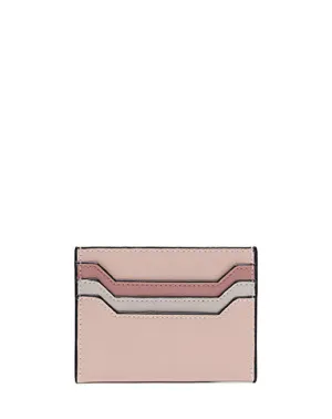 Cute Women Light Pink Leather Card Holder Contrast Color Card Wallet Card Holder Credit Card Holder For Women