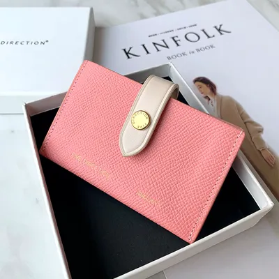 Cute Women Light Pink Small Leather Card Holders Slim Card Wallet Green Credit Card Holder For Women