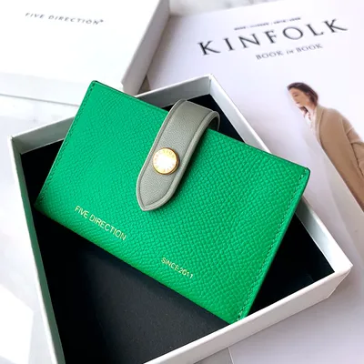 Cute Women Light Pink Small Leather Card Holders Slim Card Wallet Green Credit Card Holder For Women
