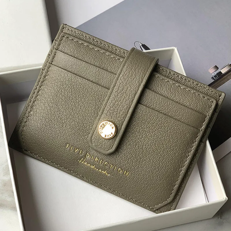 Cute Women Mocha Green Sheepskin Card Holder Slim Card Wallet Mocha Green Small Card Holder Credit Card Holder For Women