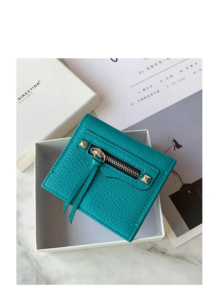 Cute Women Orange Leather Card Holders Slim Card Wallet Orange Bifold Credit Card Holder For Women