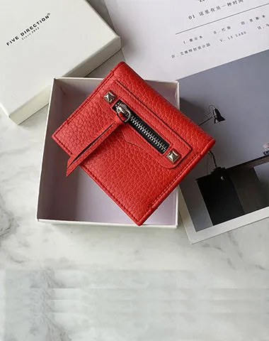 Cute Women Orange Leather Card Holders Slim Card Wallet Orange Bifold Credit Card Holder For Women