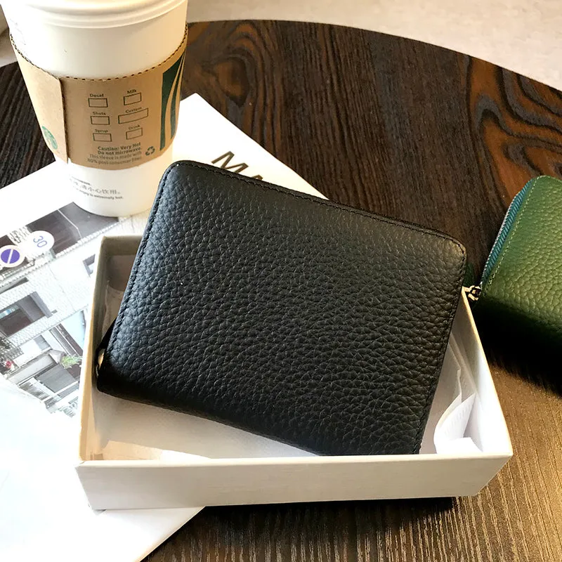 Cute Women Orange Leather Card Holders Small Zip Card Wallet Card Holders Wallet For Women