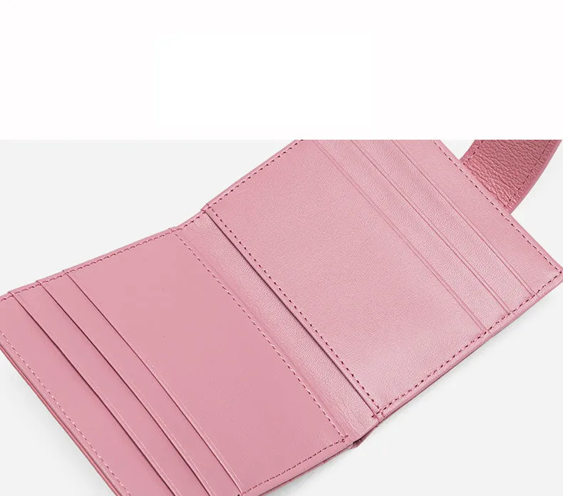 Cute Women Pink Leather Card Holder Small Card Wallet Card Holder Small Wallet Credit Card Holder For Women