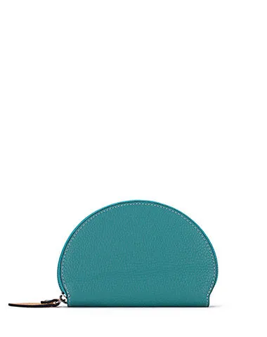 Cute Women Pink Leather Slim Zipper Wallet Small Card Holder Round Change Coin Wallet For Women