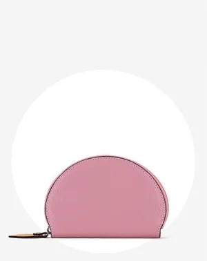 Cute Women Pink Leather Slim Zipper Wallet Small Card Holder Round Change Coin Wallet For Women