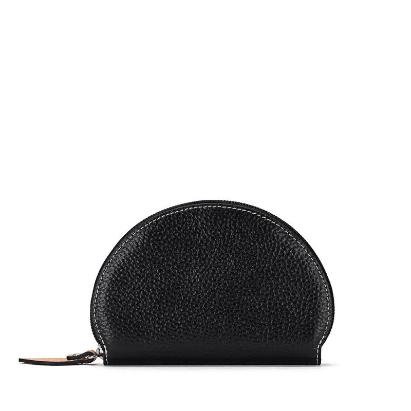 Cute Women Pink Leather Slim Zipper Wallet Small Card Holder Round Change Coin Wallet For Women