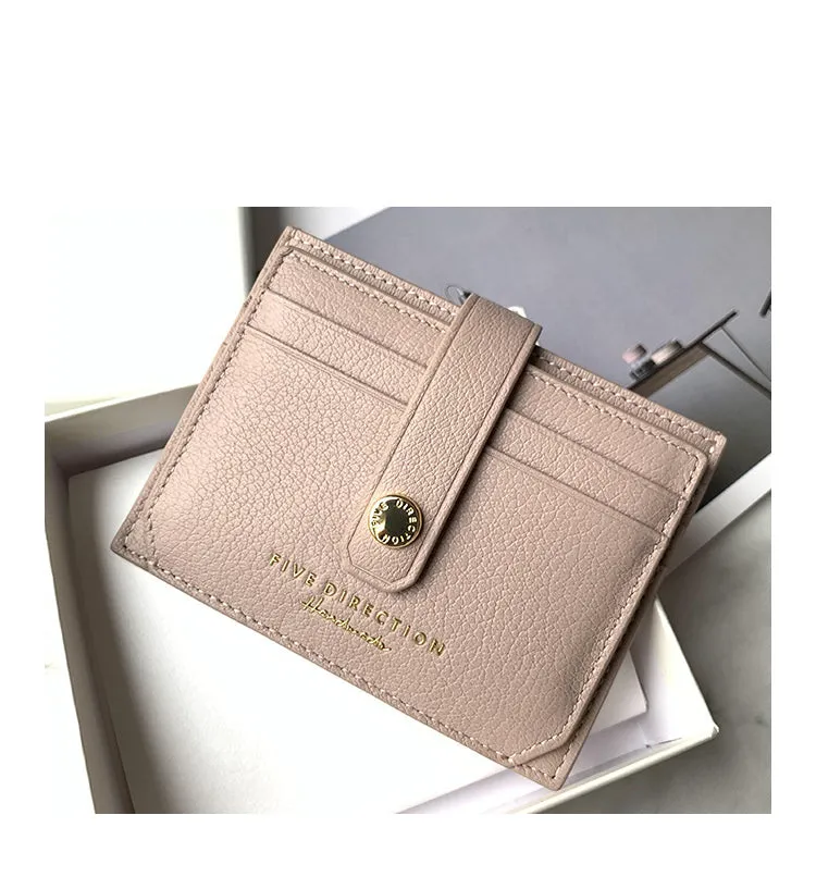 Cute Women Pink Sheepskin Card Holder Slim Card Wallet Pink Small Card Holder Credit Card Holder For Women