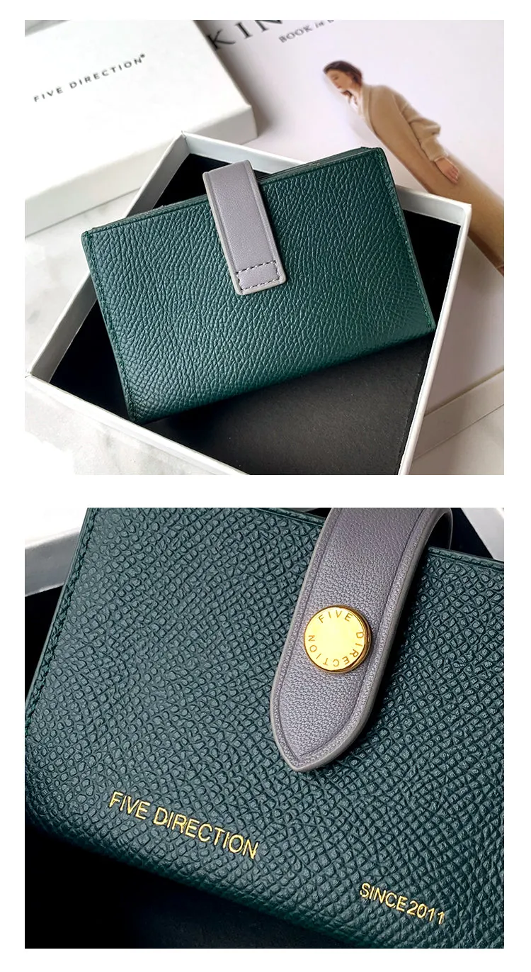 Cute Women Pink Small Leather Card Holders Slim Card Wallet Green Credit Card Holder For Women
