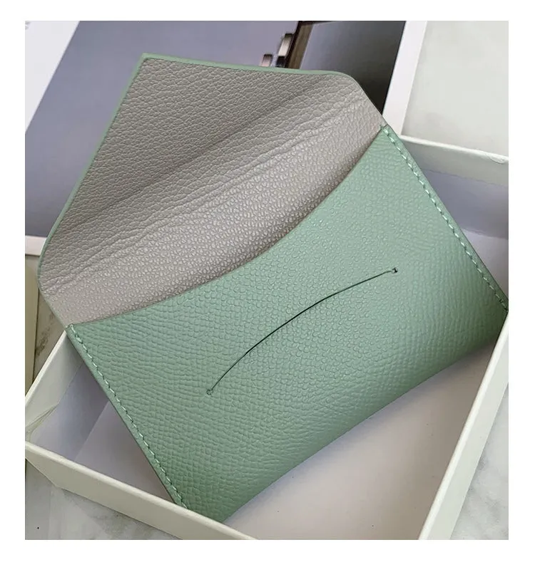 Cute Women Pink Vegan Leather Slim Card Holder Card Wallets Slim Change Wallet Credit Card Holder For Women