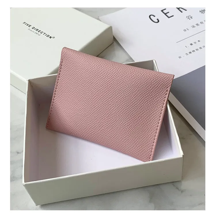 Cute Women Pink Vegan Leather Slim Card Holder Card Wallets Slim Change Wallet Credit Card Holder For Women