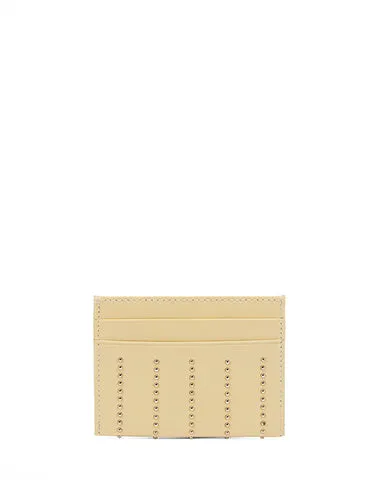 Cute Women Red Sheepskin Card Holder Slim Card Wallet Card Holder with Rivets Credit Card Holder For Women