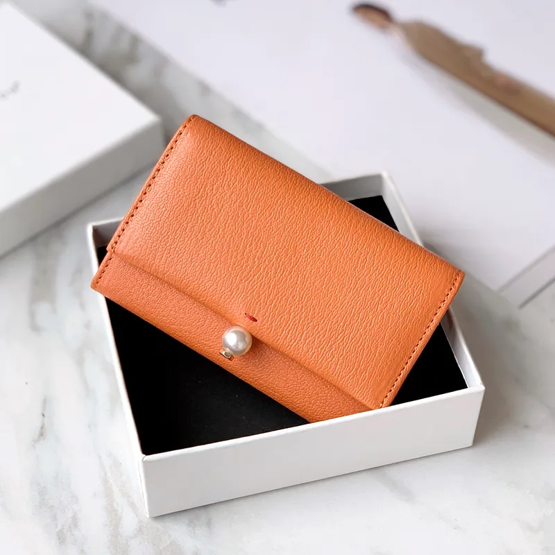 Cute Women Red Sheepskin Small Wallet Card Wallet Coin Change Wallet For Women
