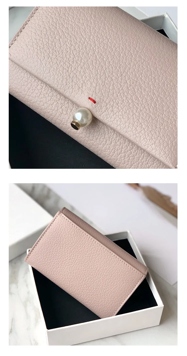 Cute Women Red Sheepskin Small Wallet Card Wallet Coin Change Wallet For Women