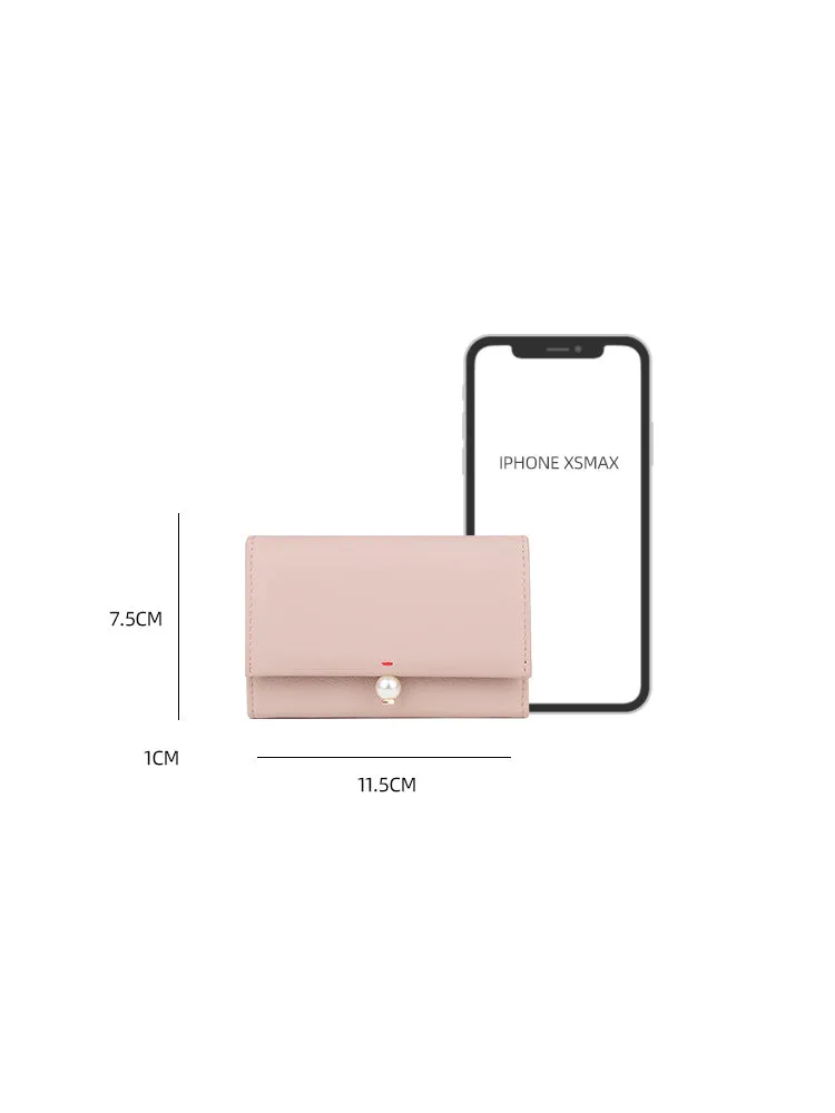 Cute Women Red Sheepskin Small Wallet Card Wallet Coin Change Wallet For Women