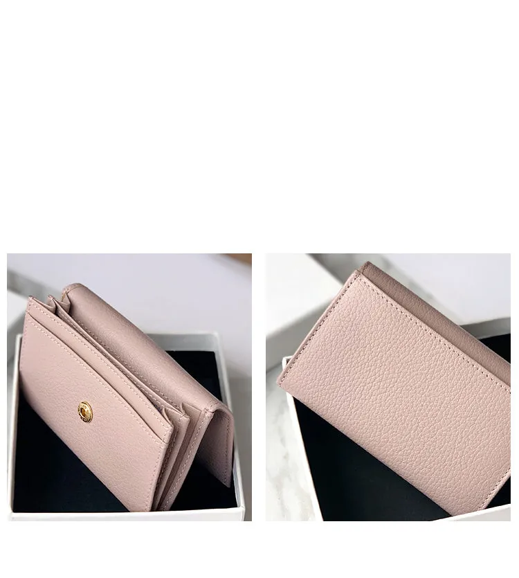 Cute Women Red Sheepskin Small Wallet Card Wallet Coin Change Wallet For Women