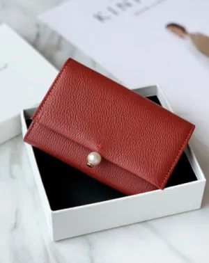 Cute Women Red Sheepskin Small Wallet Card Wallet Coin Change Wallet For Women