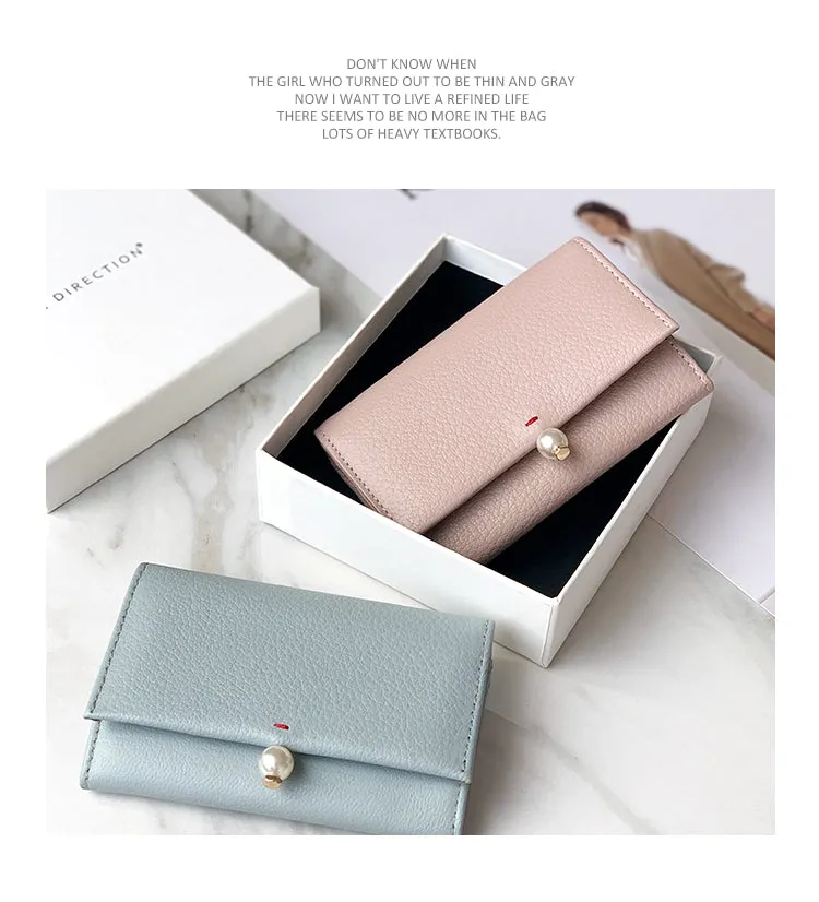 Cute Women Red Sheepskin Small Wallet Card Wallet Coin Change Wallet For Women