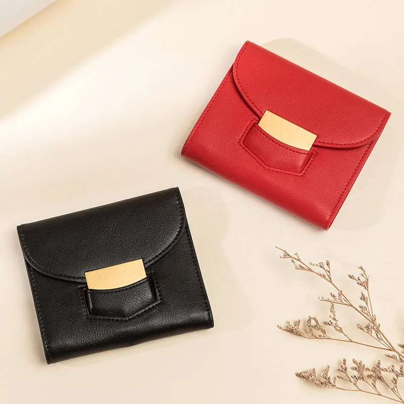 Cute Women Red Vegan Leather Small Wallet Billfold Vertical Red Card Wallet For Women