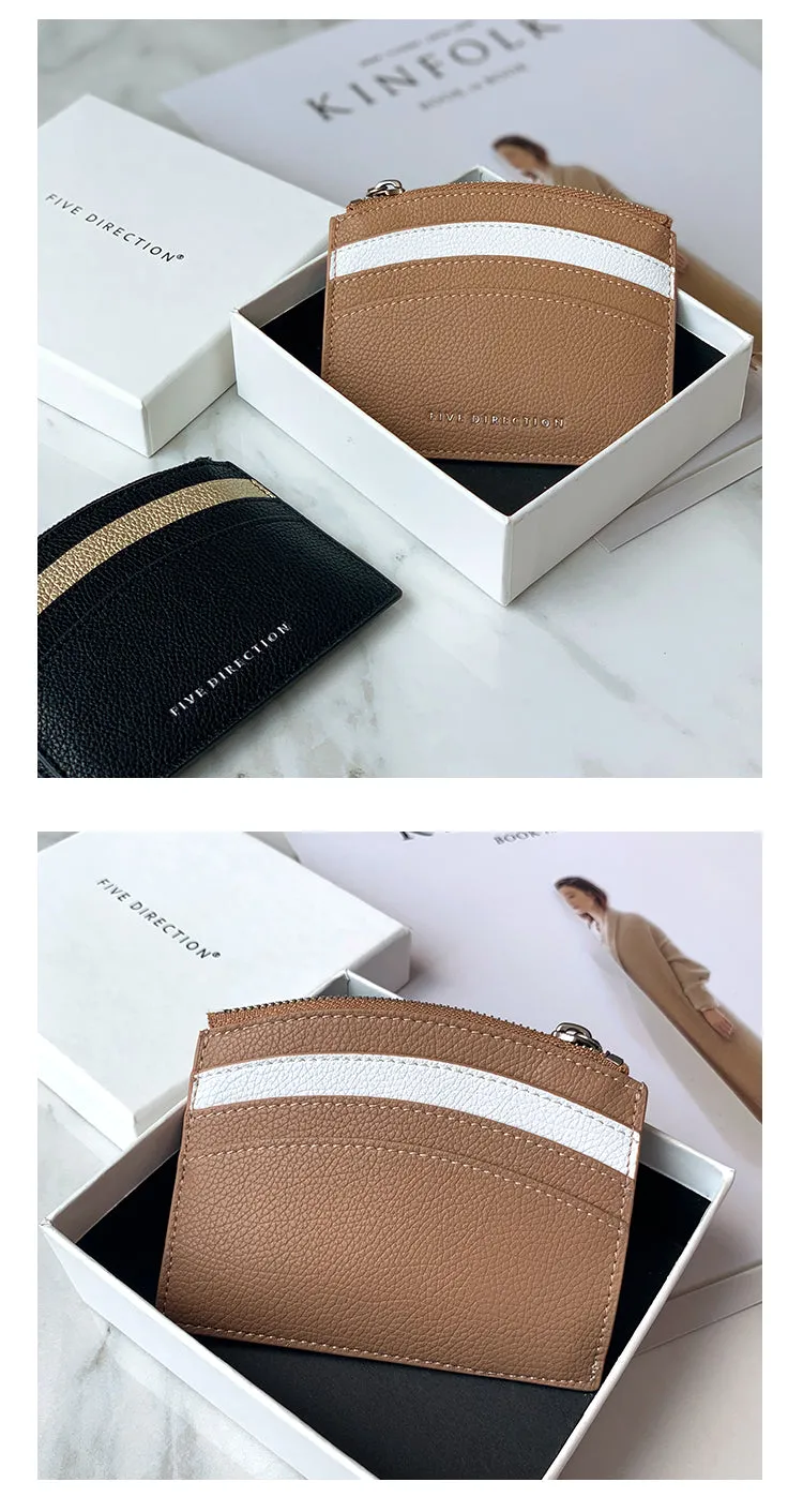 Cute Women Silver Leather Card Holder Small Card Wallet Minimalist Credit Card Holders For Women