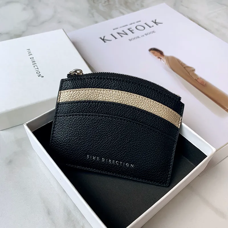 Cute Women Silver Leather Card Holder Small Card Wallet Minimalist Credit Card Holders For Women
