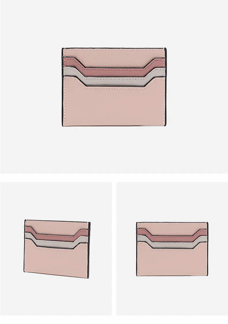Cute Women Yellow Leather Card Holder Contrast Color Card Wallet Card Holder Credit Card Holder For Women