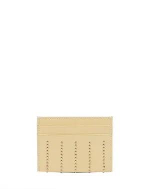 Cute Women Yellow Sheepskin Card Holder Slim Card Wallet Card Holder with Rivets Credit Card Holder For Women