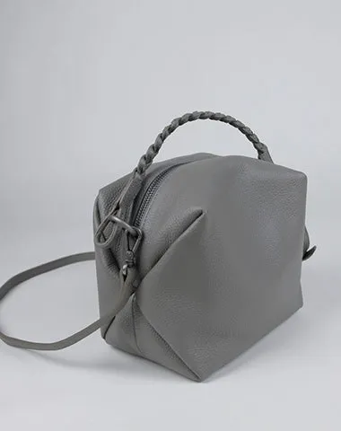 Cute Womens Black Leather Handbag Purse Cube Leather Shoulder Bag Crossbody Purse for Ladies