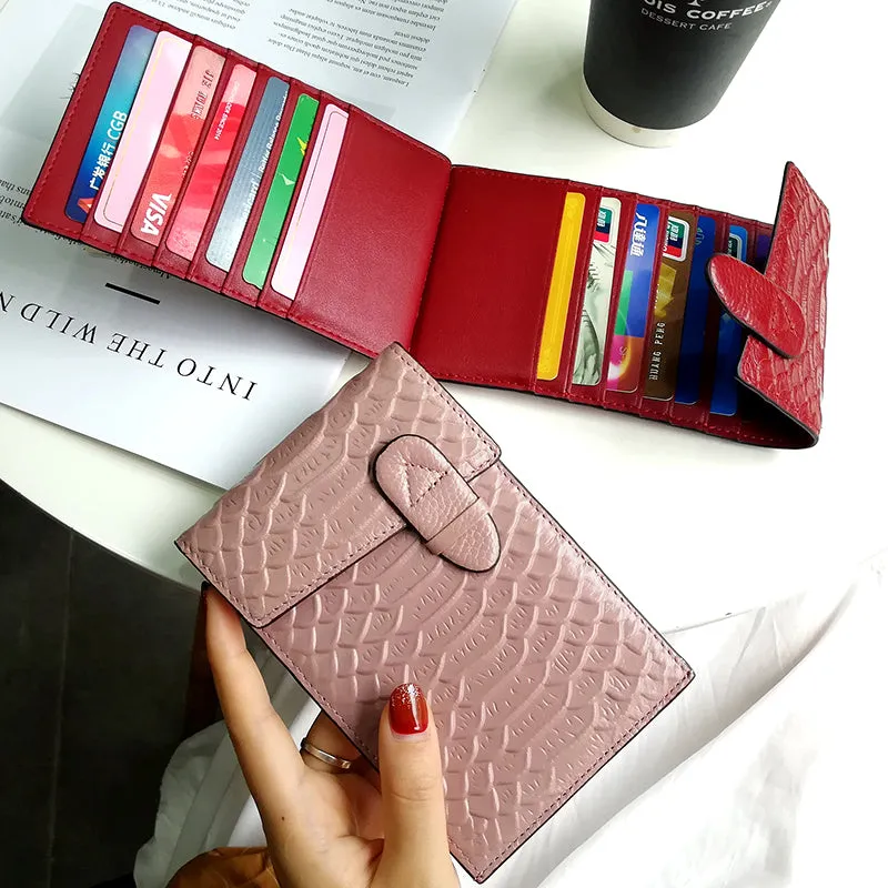 Cute Womens Snake Pattern Red Leather Card Wallets Card Clutch Card Holder Wallet for Women