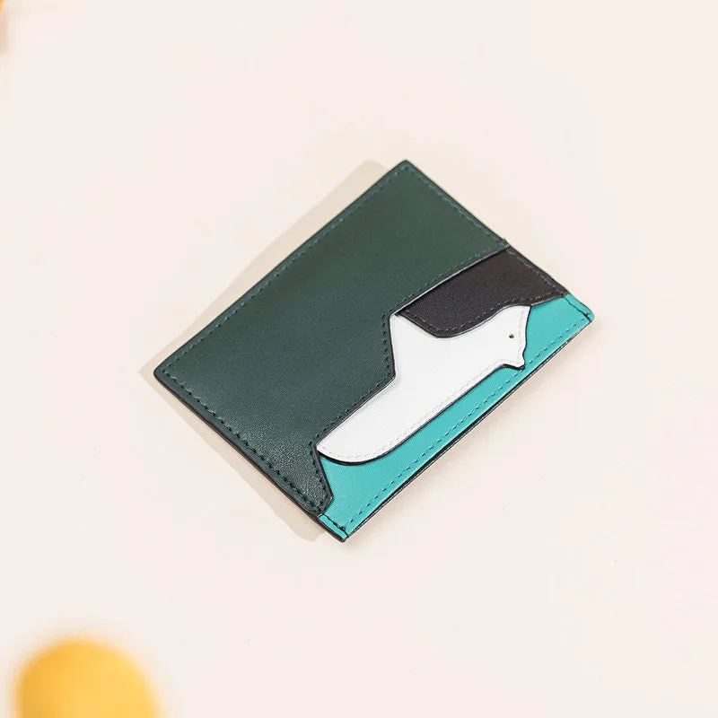 Cutest Women Green Leather Card Holder Polar Bear Card Wallet Card Holder Polar Bear Credit Card Holder For Women