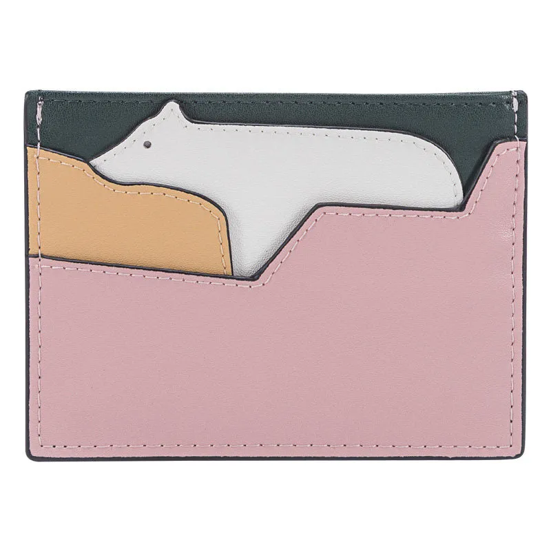 Cutest Women Green Leather Card Holder Polar Bear Card Wallet Card Holder Polar Bear Credit Card Holder For Women
