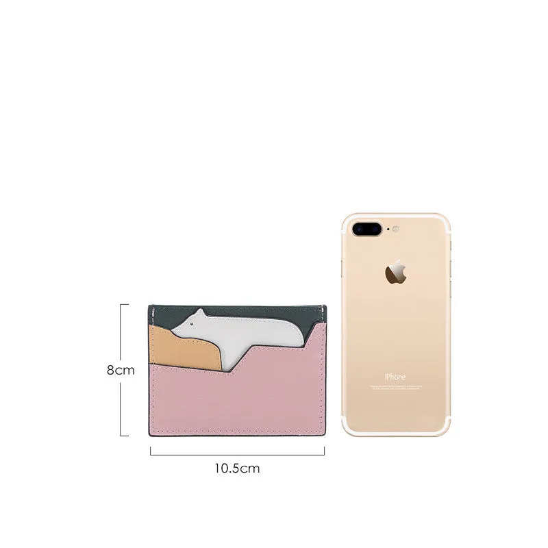 Cutest Women Leather Card Holder Polar Bear Card Wallet Card Holder Polar Bear Credit Card Holder For Women