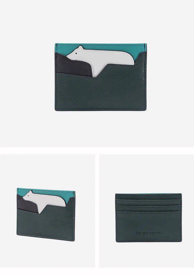 Cutest Women Leather Card Holder Polar Bear Card Wallet Card Holder Polar Bear Credit Card Holder For Women