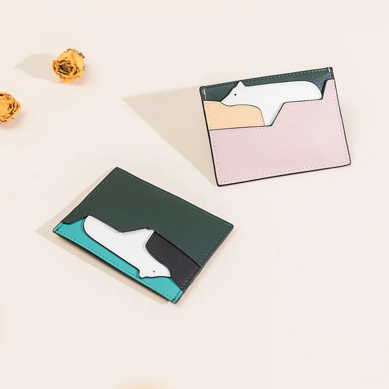 Cutest Women Leather Card Holder Polar Bear Card Wallet Card Holder Polar Bear Credit Card Holder For Women