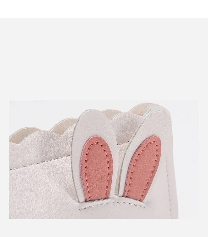 Cutest Women White Leather Bunny Coin Wallet Small Keychain with Wallet Card Wallet For Women