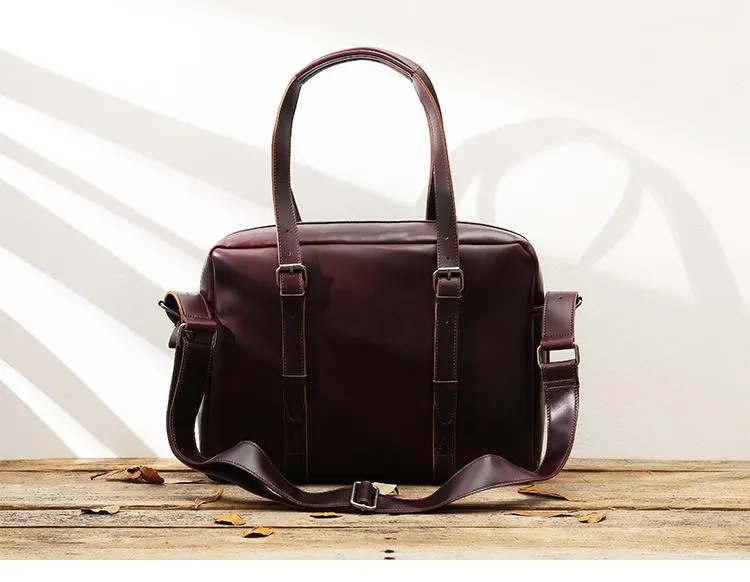 Dark Brown Cool Leather Mens Large 15 inches Briefcase Laptop Briefcase Messenger Bags Side Bags Work Bag for Men
