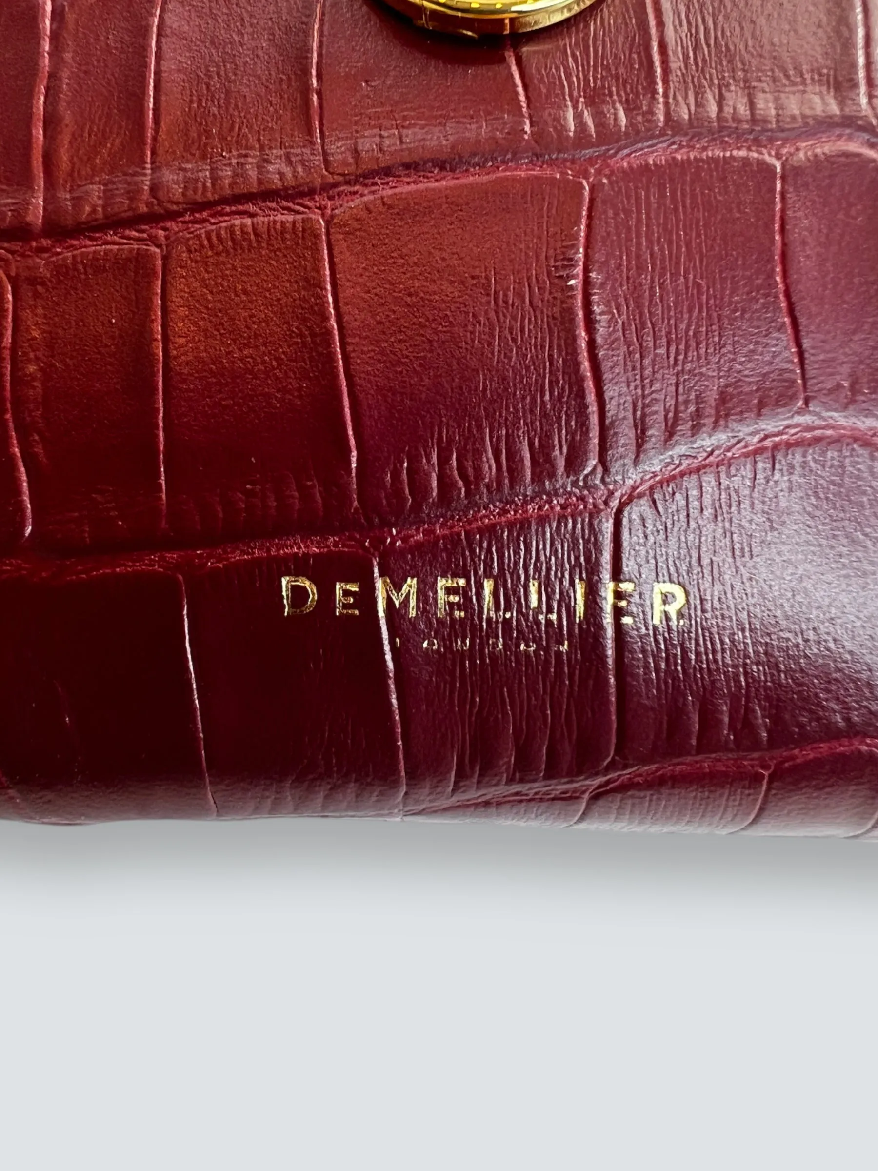 Demellier Burgundy Croc Embossed Leather Crossbody