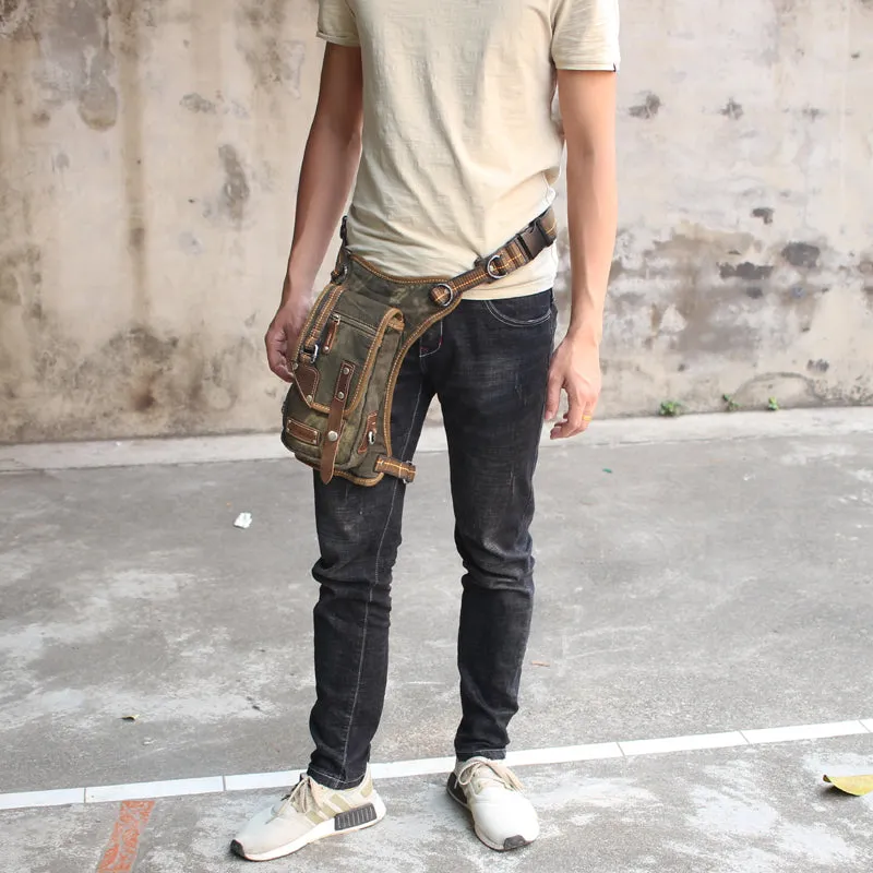 Denim Mens Thigh bag Waist Bag DropLeg Bag Belt Pouch Small Shoulder Bag For Men
