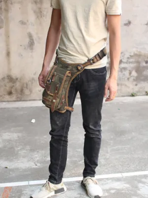 Denim Mens Thigh bag Waist Bag DropLeg Bag Belt Pouch Small Shoulder Bag For Men