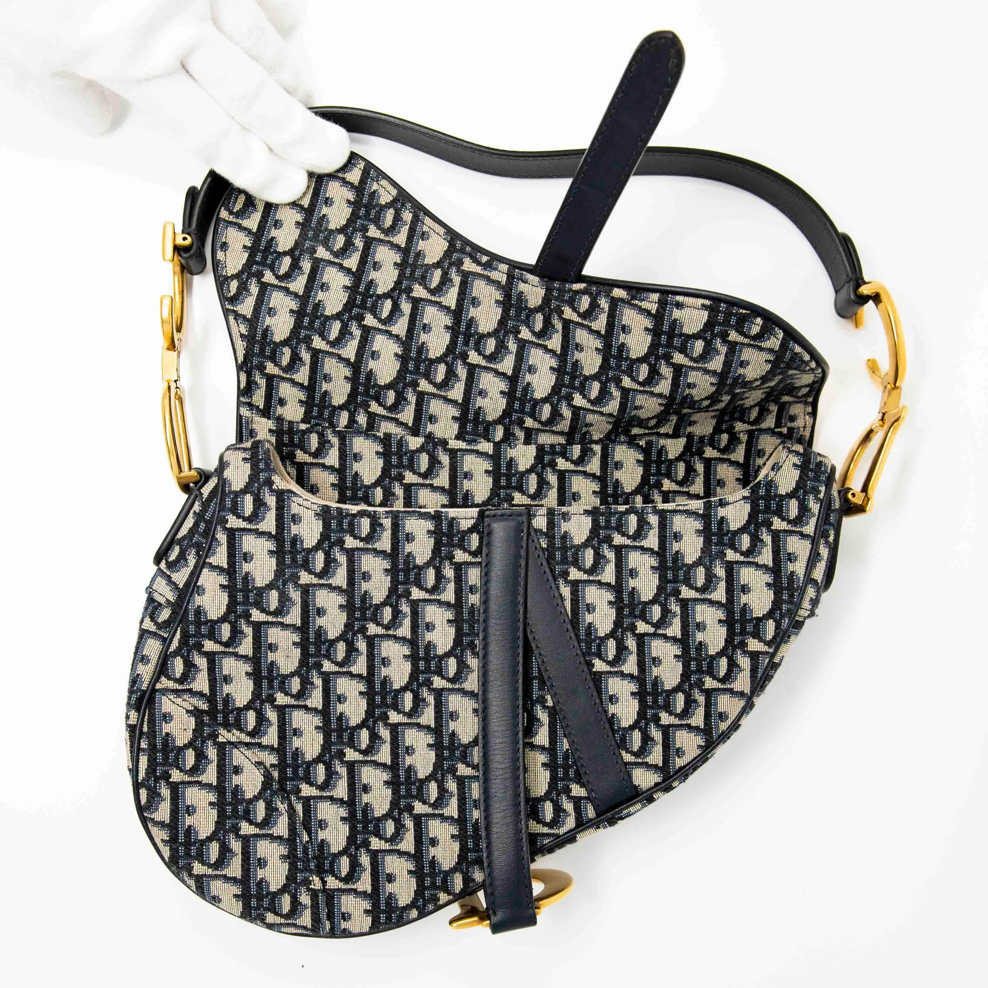 Dior Blue Oblique Medium Saddle Bag