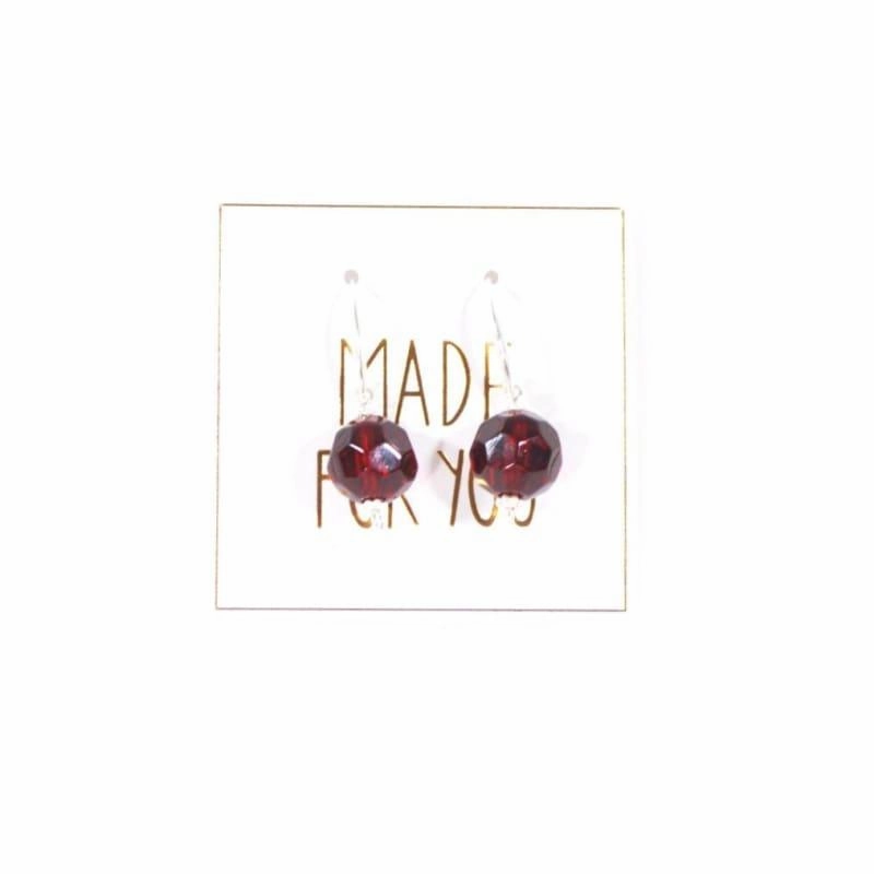Elegant Red Rondelle Dangle Women's Silver Sterling Drop Earrings