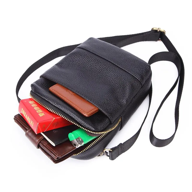 Fashion Brown Leather Men's Belt Pouch Waist Bag Black Mini Side Bag For Men