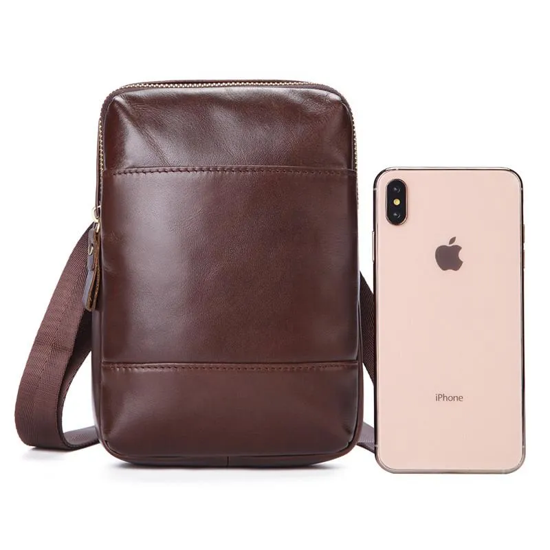 Fashion Brown Leather Men's Belt Pouch Waist Bag Black Mini Side Bag For Men