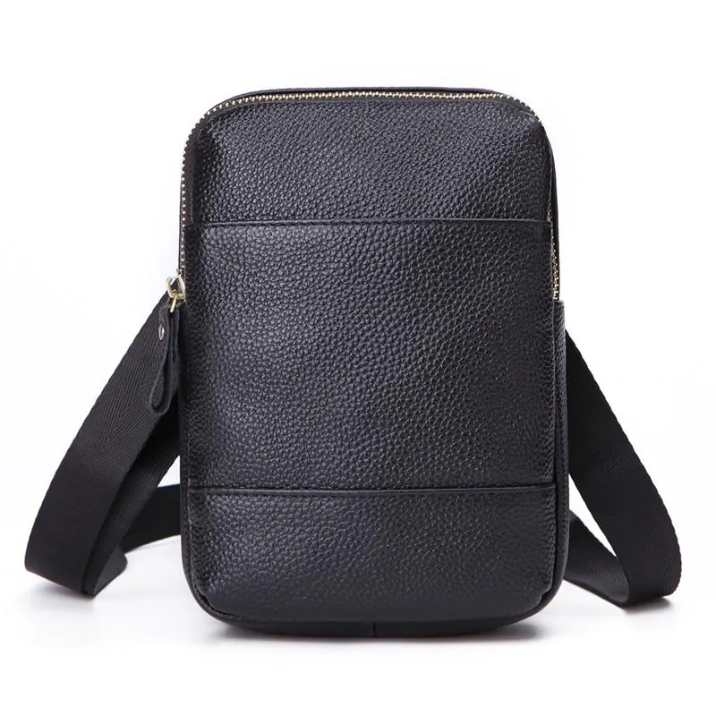 Fashion Brown Leather Men's Belt Pouch Waist Bag Black Mini Side Bag For Men
