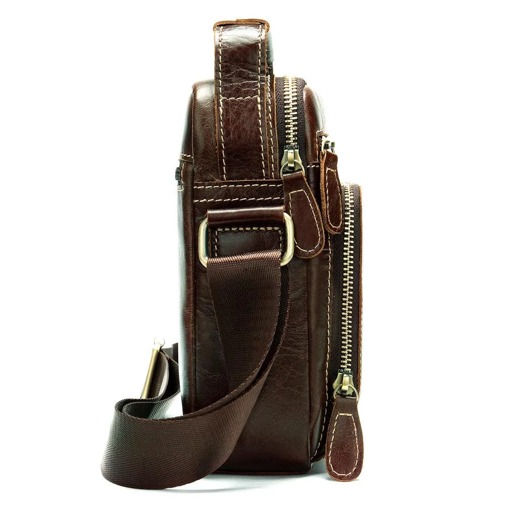 Fashion Brown Leather Men's Small Vertical Courier Bag Messenger Bag Side Bag For Men