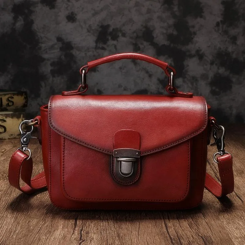 Fashion Womens Black Leather Satchel Handbag Small Brown Satchel Bag Crossbody Bags for Ladies