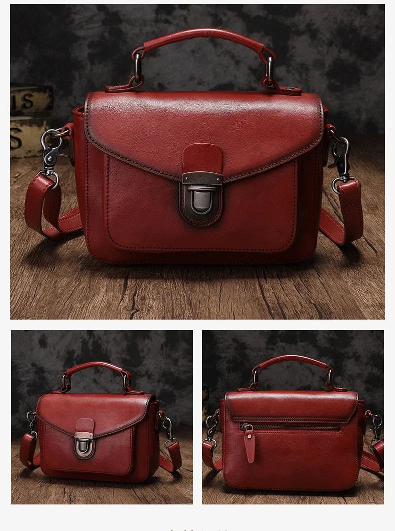 Fashion Womens Black Leather Satchel Handbag Small Brown Satchel Bag Crossbody Bags for Ladies
