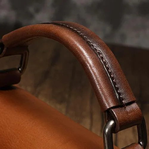 Fashion Womens Black Leather Satchel Handbag Small Brown Satchel Bag Crossbody Bags for Ladies